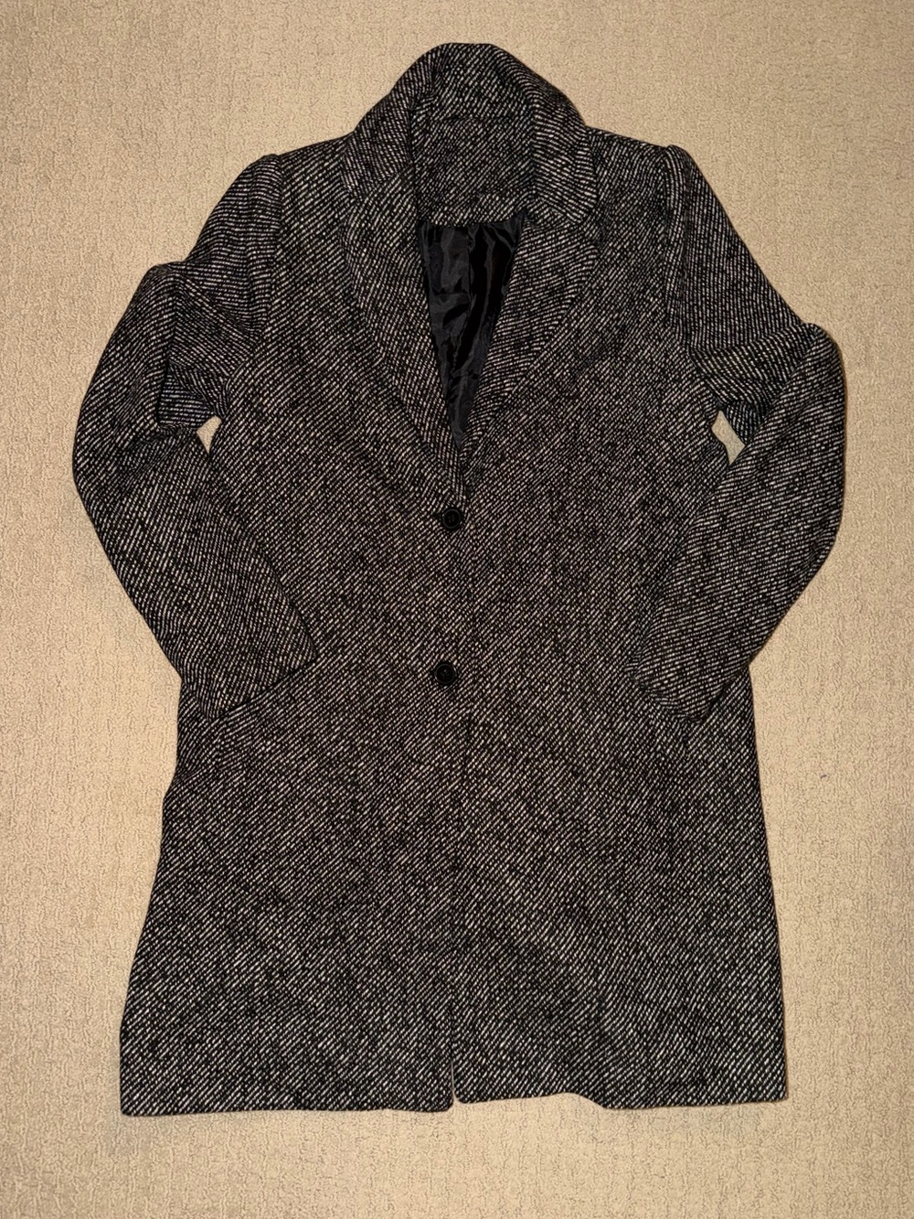 Women's Black & White Herringbone Coat